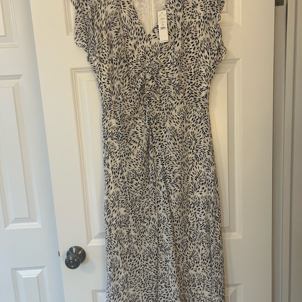 White House Black Market Black and White Printed Midi Dress